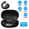 Wireless V5.3 Open Ear Clip Earbuds Over Ear Bone Headphones IPX3 Waterproof Ultra Open Earbuds with LED Display Charging Case for Driving Working Tra