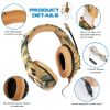 Gaming Headsets Noise Isolation Volume Adjustment Stereo Earmuffs w/ Microphone 3.5mm Plug Adapter 7.4ft Cord Over-ear Headphones for Game Lovers