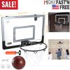 Mini Basketball Hoop System Set Over the Door with Backboard Breakaway Rim Basketball Pump Tools Easy Installation Indoor Kids Adults