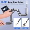 1080P Dual Lens Endoscope Camera with 8 LED Light 8mm Borescope Inspection Camera 4.3” Colorful Screen IP67 Waterproof 16.4FT Semi-Rigid Cord Handheld