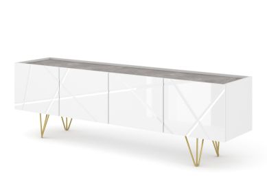 Space - TV Stand 4D white / white gloss