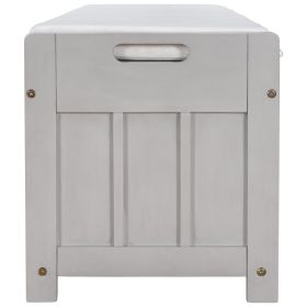 TREXM Storage Bench with 3 Shutter-shaped Doors, Shoe Bench with Removable Cushion and Hidden Storage Space (Gray Wash, OLD SKU: WF284226AAE)