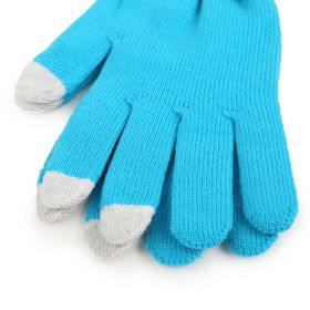 Unisex Winter Knit Gloves Touchscreen Outdoor Windproof Cycling Skiing Warm Gloves (Option: Blue)