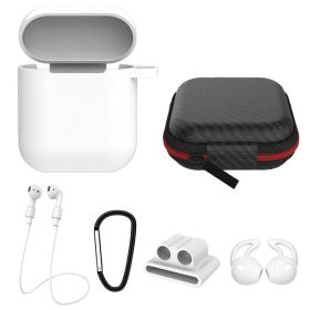 Silicone Case for Apple AirPod 1 2 AirPods Protective Cover Skin w/Strap Ear Hooks Watch Band Holder (Option: White)