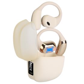 Wireless V5.4 Open Ear Earbuds with Earhook LED Display Charging Case IPX5 Waterproof 300Hrs Standby Time Touch Control Stereo Sport Headphones for Wo (Option: Beige)