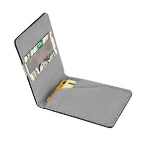 Unisex PU Leather Wallet RFID Blocking Slim Bifold Credit Card Holder with Money Clip (Option: Grey)