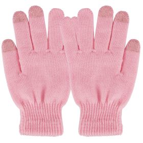 Unisex Winter Knit Gloves Touchscreen Outdoor Windproof Cycling Skiing Warm Gloves (Option: Pink)
