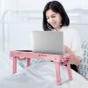 Foldable Laptop Table Bed Notebook Desk w/Cooling Fan Mouse Board LED light 4 x USB Ports Breakfast Snacking Tray with Storage Groove For Home Office