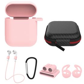 Silicone Case for Apple AirPod 1 2 AirPods Protective Cover Skin w/Strap Ear Hooks Watch Band Holder (Option: Pink)