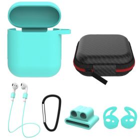 Silicone Case for Apple AirPod 1 2 AirPods Protective Cover Skin w/Strap Ear Hooks Watch Band Holder (Option: Green)