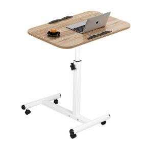 Rolling Laptop Table Portable Computer Desk Movable Table with Adjustable Height Tilting Angle (Option: Wooden)