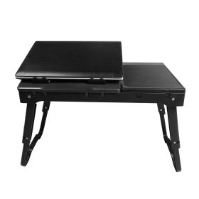 Foldable Laptop Table Bed Notebook Desk w/Cooling Fan Mouse Board LED light 4 x USB Ports Breakfast Snacking Tray with Storage Groove For Home Office (Option: LaptopTable)