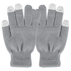 Unisex Winter Knit Gloves Touchscreen Outdoor Windproof Cycling Skiing Warm Gloves (Option: Grey)