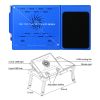 Foldable Laptop Table Bed Notebook Desk w/Cooling Fan Mouse Board LED light 4 x USB Ports Breakfast Snacking Tray with Storage Groove For Home Office