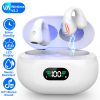 Wireless V5.3 Earbuds Clip-On Open TWS Earphones With Built-In Mic LED Display Charging Case 60H Standby Time IPX3 Waterproof Sweat Resistant Sport Fi