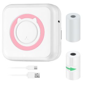 Pocket Wireless Thermal Printer Portable Mini Sticker Maker Machine Rechargeable Inkless Photo Printer for Printing Label Journal Study Notes Memo Pho (Option: Pink)