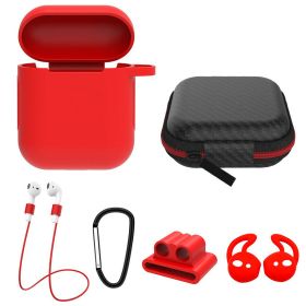 Silicone Case for Apple AirPod 1 2 AirPods Protective Cover Skin w/Strap Ear Hooks Watch Band Holder (Option: Red)