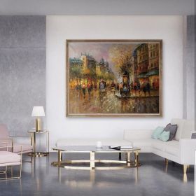 Handmade Oil Painting Paris city art painting People walking in the bustling streets of Paris Large Original Paris City Landscape oil painting Framele (style: 09, size: 100X150cm)