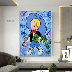 Hand Painted Canvas Richie Rich Monopoly;  Oil Painting;  Hand Painted;  Graffiti;  pop art;  wall art;  street art;  home decor;  Gift Living Room ha (size: 50X70cm)