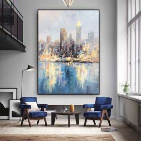 Hand Painted Oil Painting Modern city Wall art City Landscape Oil Painting Rain Day Painting Street Scene Painting Impressionism Painting Original cit (style: 01, size: 50X70cm)