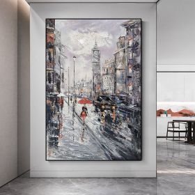 Handmade Oil Painting Modern Art Paris City Street View City Oil Painting Wall Art by Decorative Landscape Oil Paintings For Living Room Home Decor (style: 01, size: 50X70cm)