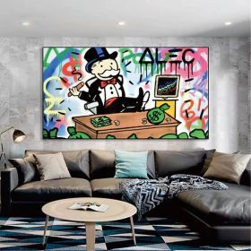 Hand Painted Oil Painting Street Oil Painting Wall Art Canvas Alec Monopoly Painting Street Art Modern Living Room Hallway Bedroom Luxurious Decorativ (style: 01, size: 150X220cm)