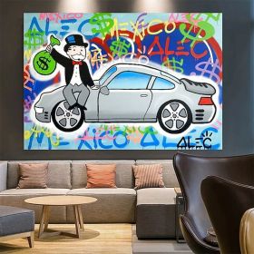 Hand Painted Oil Painting Modern Abstract Rich Alec Monopoly Painting Street Art Living Room Hallway Bedroom Luxurious Decorative Painting (style: 01, size: 100X150cm)