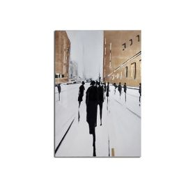 100% Hand Painted Abstract Oil Painting Wall Art Modern Figure Stand On the Street On Canvas Home Decoration For Living Room No Frame (size: 50X70cm)