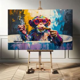 Monkey Bathroom Art Modern Pop Art Painting On Canvas Funky Hand Painted Oil Painting Street Graffiti Wall Art Framed Funny Bathroom Wall Art (style: 01, size: 120x160cm)