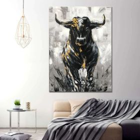 Large Abstract Bull Oil Painting Original Wall Street Bull Wall Art  Modern Black and White Bull Painting Oversized Painting Abstract (style: 01, size: 100X150cm)