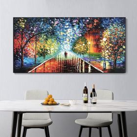 Handmade Oil Painting Colorful Abstract Art On Canvas Figure Painting Contemporary Art Night Rain Street Painting Wall Art For Home Decor (style: 01, size: 40x80cm)