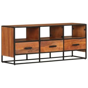 TV Stand 43.3"x11.8"x17.7" Solid Wood Acacia (Color: Blue)