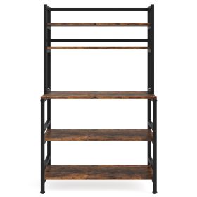 Industrial Kitchen Baker's Rack, 5-Tier Kitchen Utility Storage Shelf (Color: Rustic Brown)