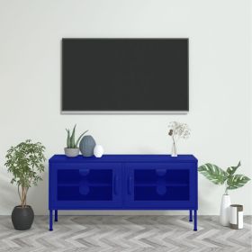 TV Stand Navy Blue 41.3"x13.8"x19.7" Steel (Color: Blue)