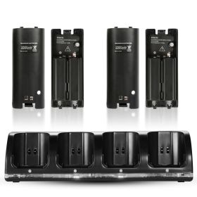 4 Remotes Charging Dock Game Controller Charger 2800mAh Rechargeable Battery Charging Stations w/ LED Indicator for Wii Nintendo (Option: Battery)