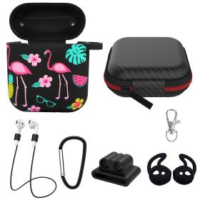 Silicone Case for Apple AirPod 1 2 AirPods Protective Cover Skin w/Strap Ear Hooks Watch Band Holder (Option: Flamingo)