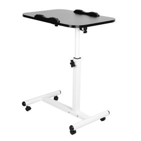 Rolling Laptop Table Portable Computer Desk Movable Table with Adjustable Height Tilting Angle (Option: Black)
